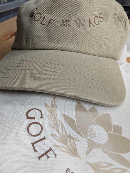 Golf Wags text Relaxed fit cap in Khaki