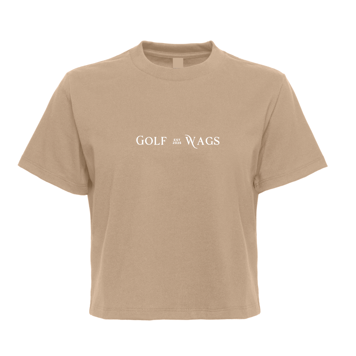 Cropped Oversized text design T-Shirt in Tan
