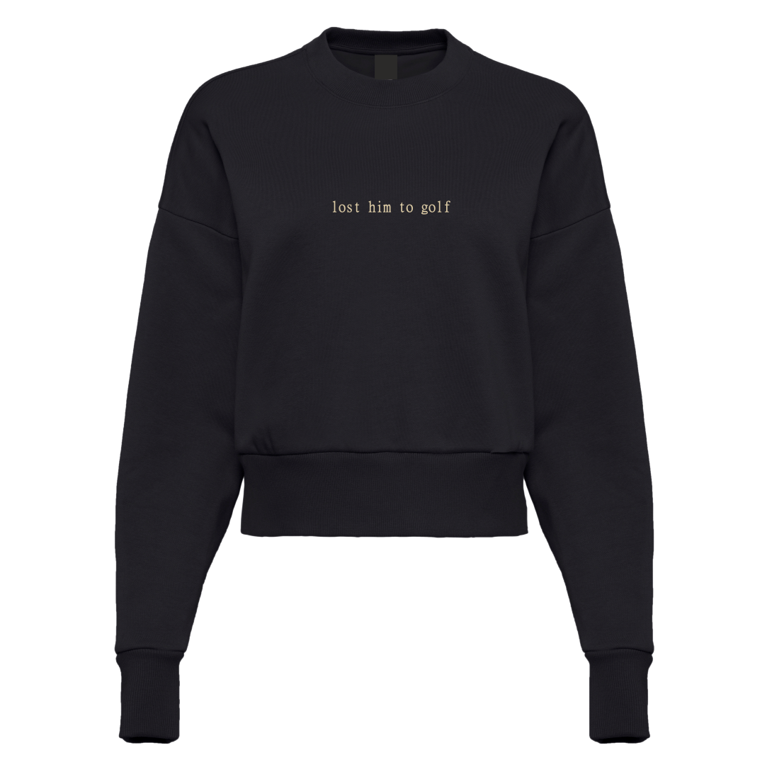 lost him to golf cropped sweater in Black
