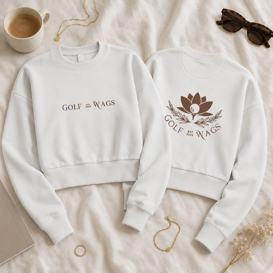 Text design cropped sweater in Bone