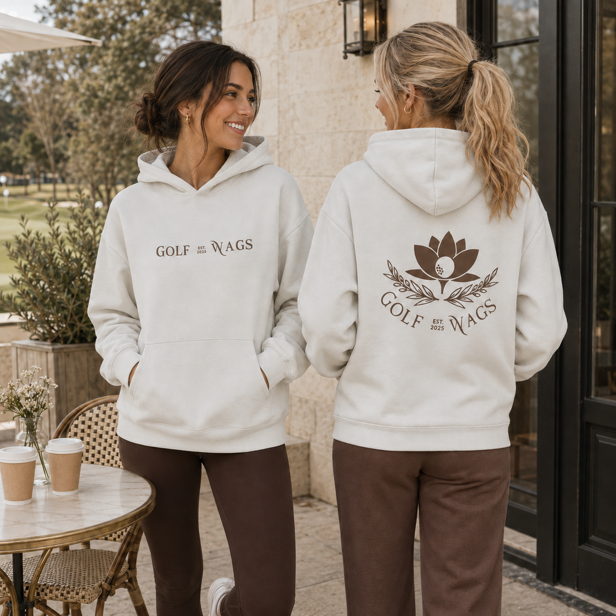 Oversized text hoodie in Bone
