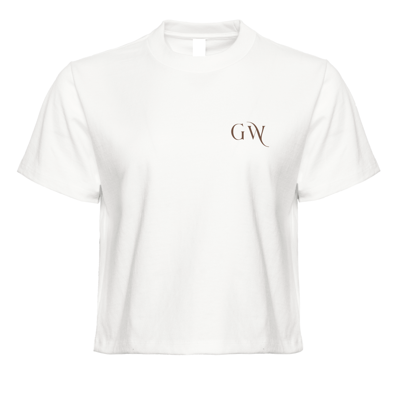 GW Logo Cropped Oversized T-Shirt in White with Reverse Logo