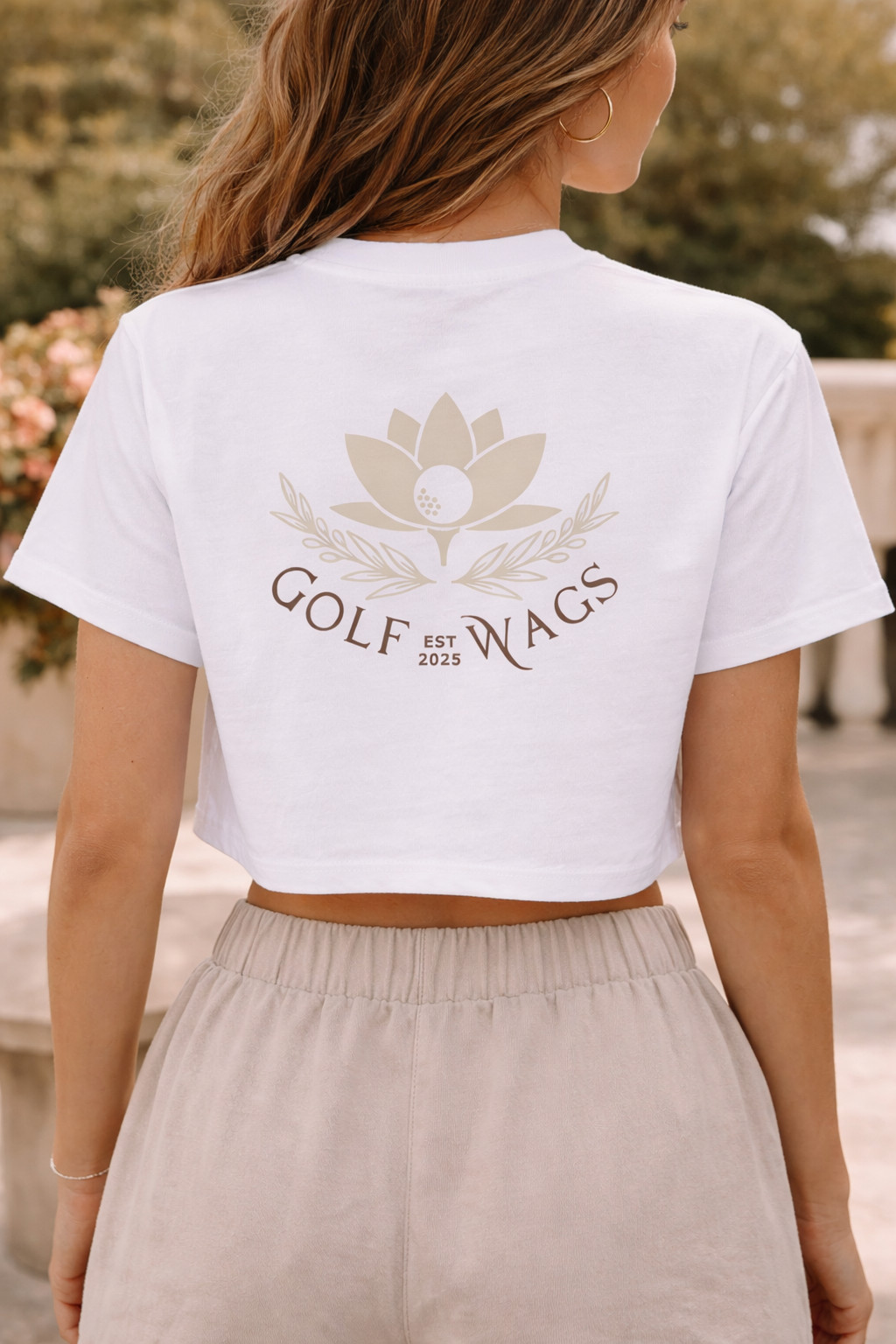 GW Logo Cropped Oversized T-Shirt in White with Reverse Logo