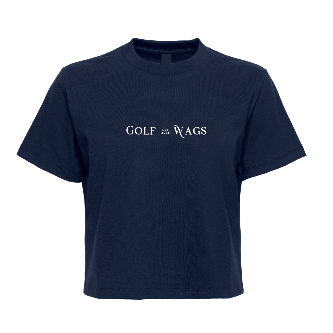 Cropped Oversized text design T-Shirt in Navy
