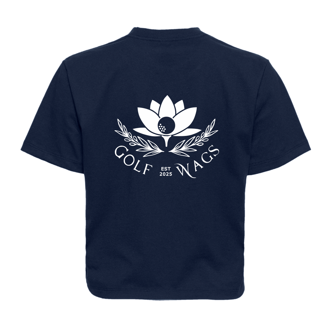 Cropped Oversized text design T-Shirt in Navy
