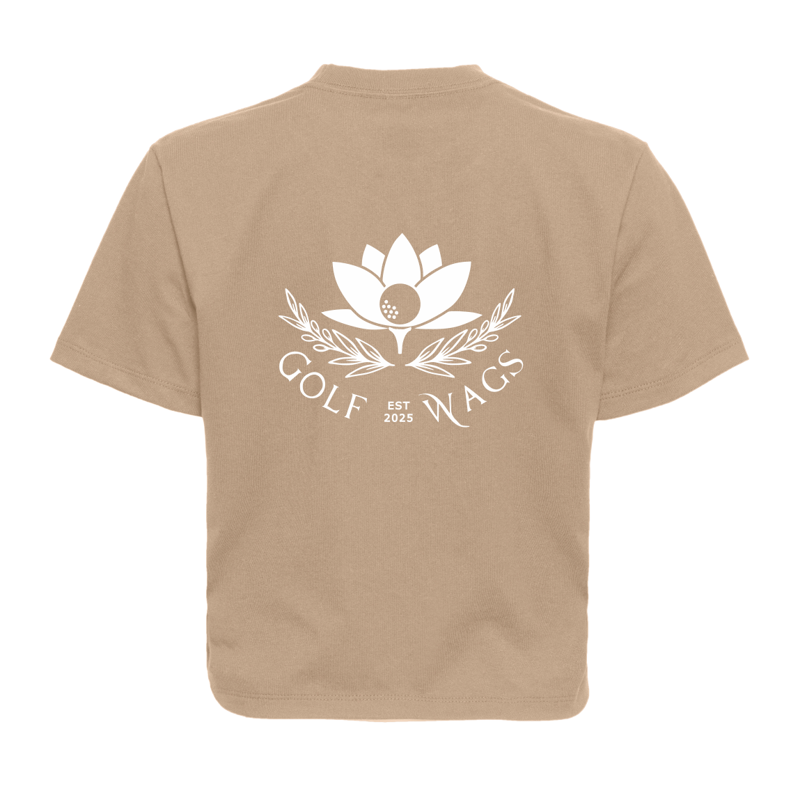 Cropped Oversized text design T-Shirt in Tan