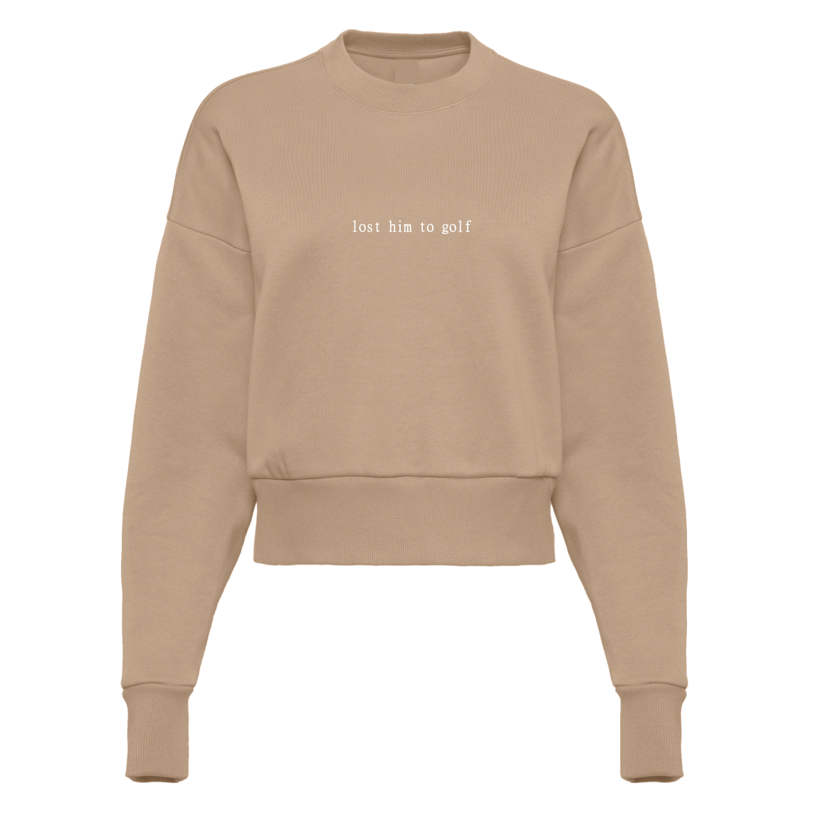 lost him to golf cropped sweater in Tan