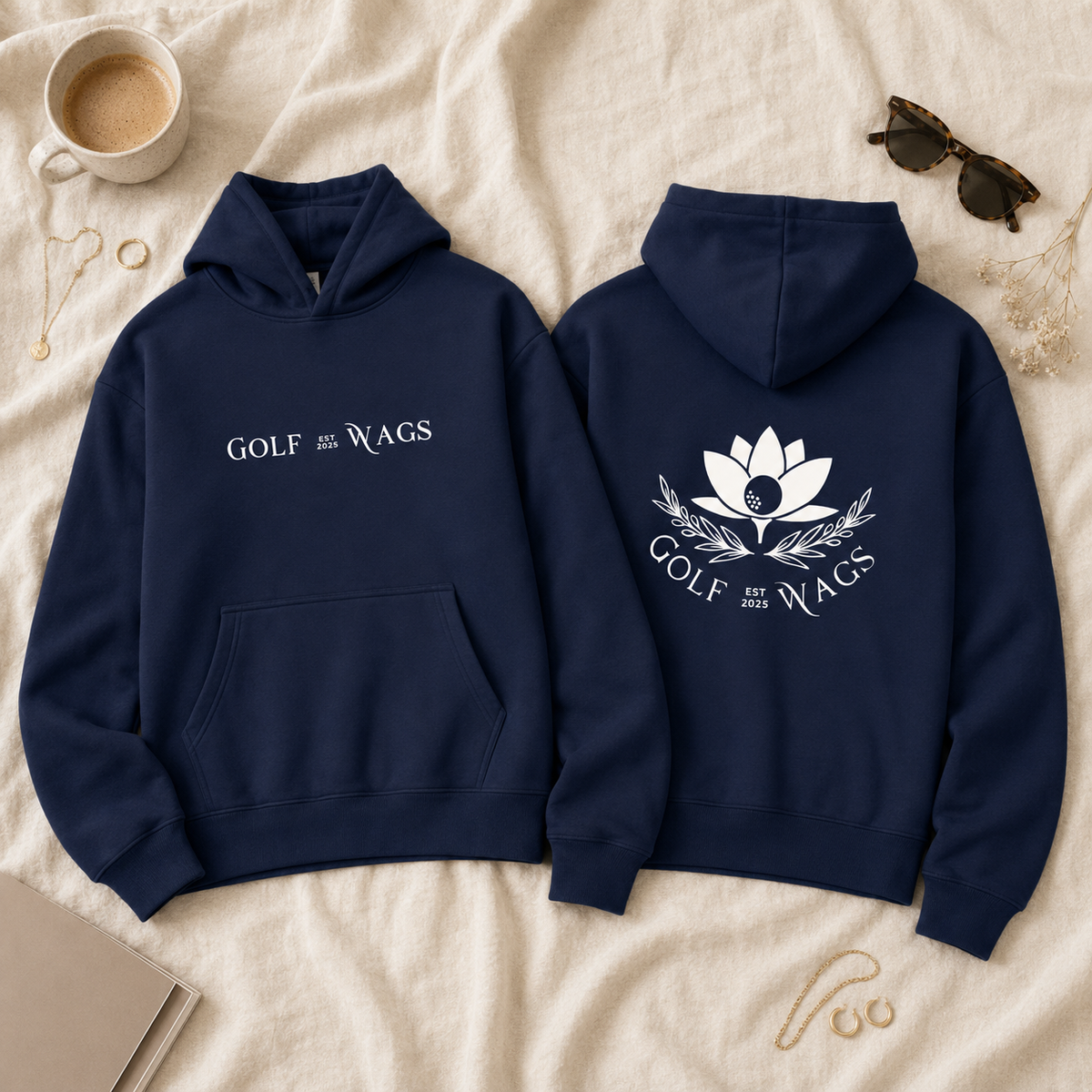 Oversized text hoodie in Navy