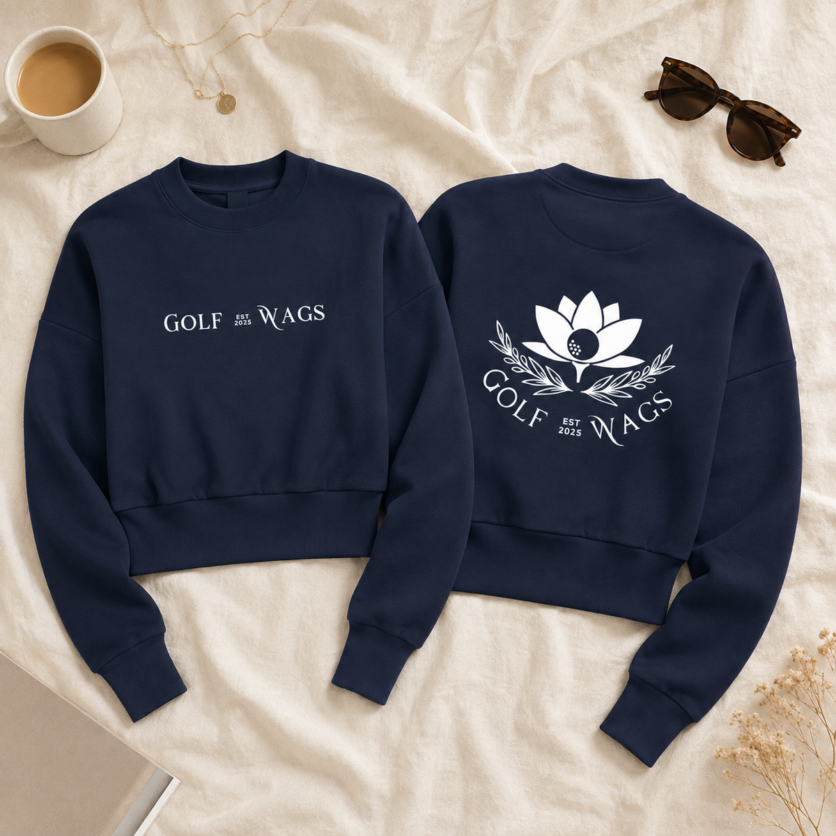 Text design cropped sweater in Navy