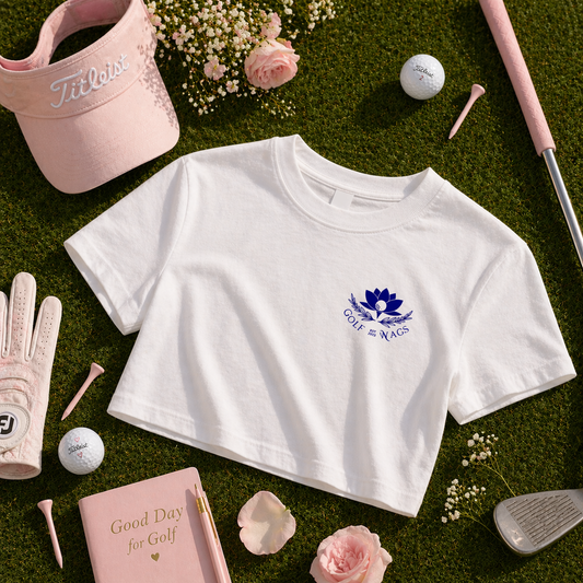 PGA Golf Wags Cropped Oversized T-Shirt in White with Reverse Design