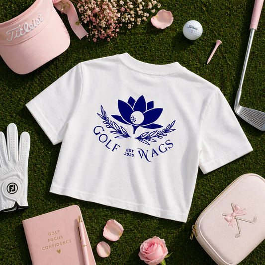 PGA Golf Wags Cropped Oversized T-Shirt in White with Reverse Design