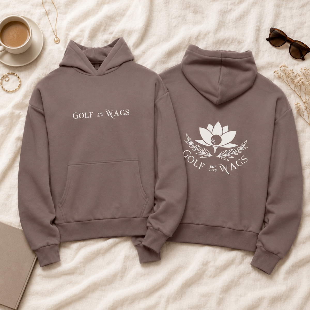 Oversized text hoodie in Shitake