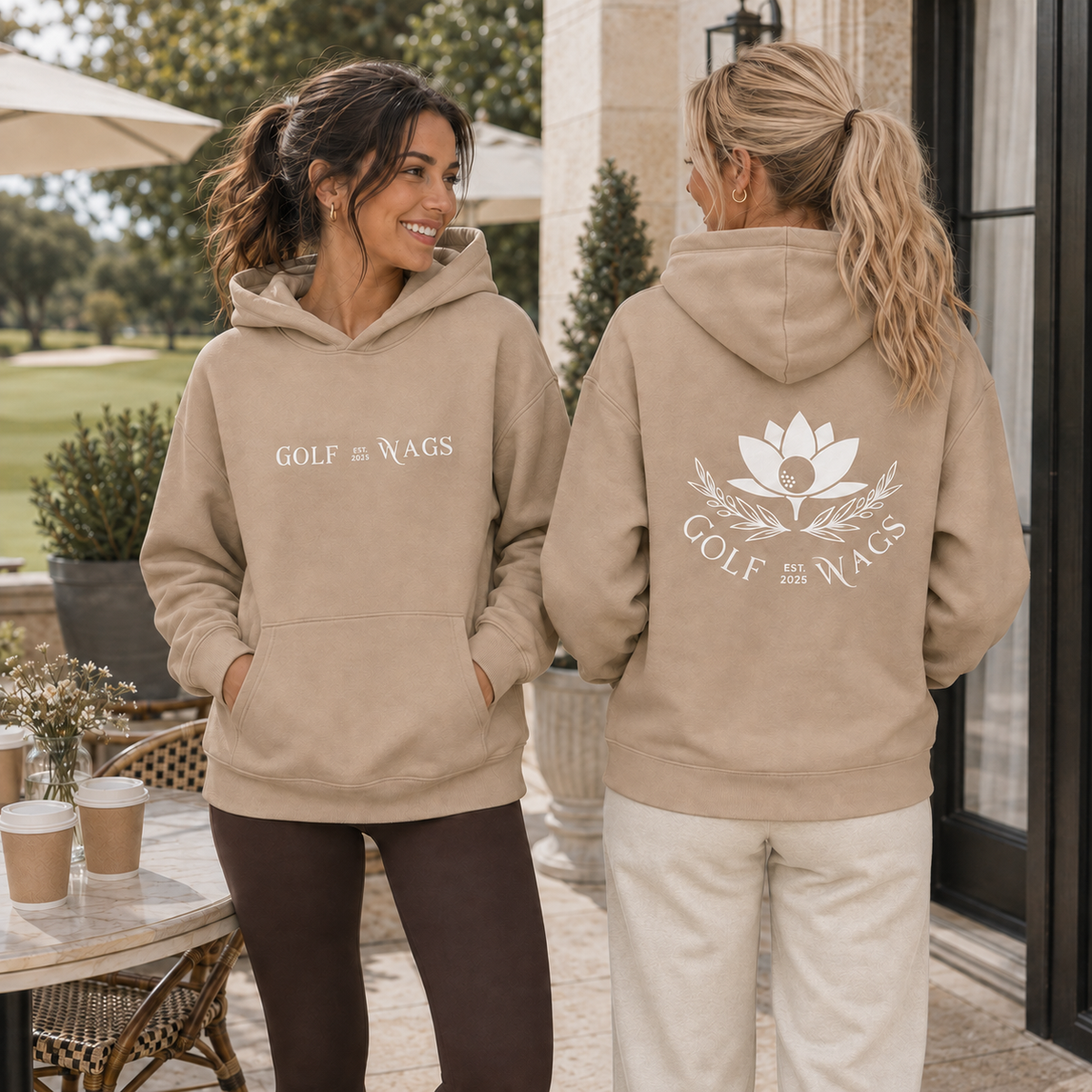 Oversized text hoodie in Tan