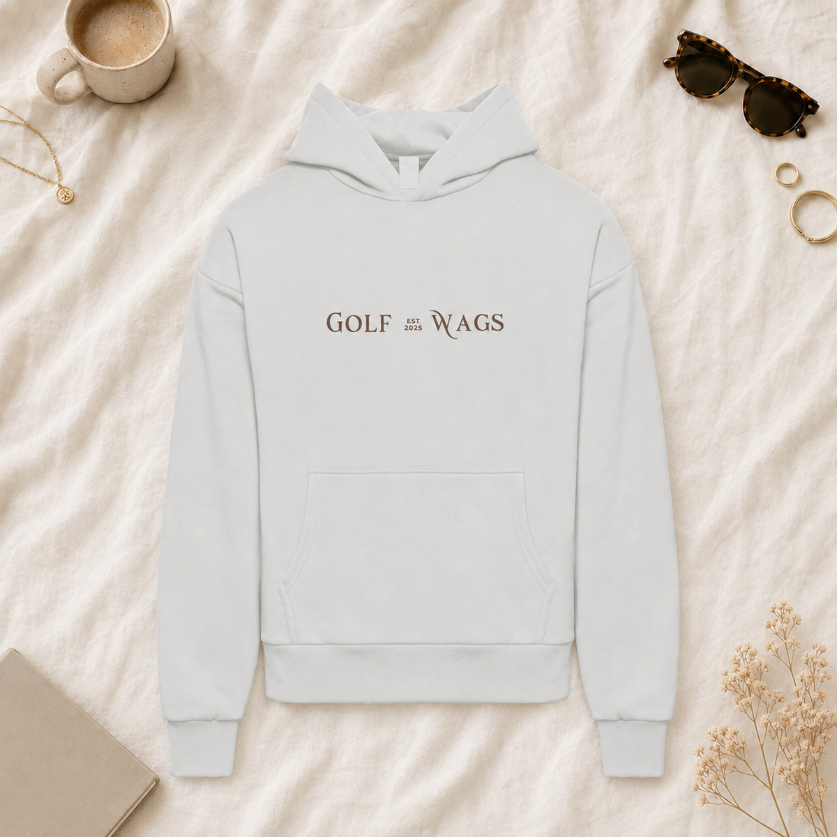 Oversized text hoodie in Bone