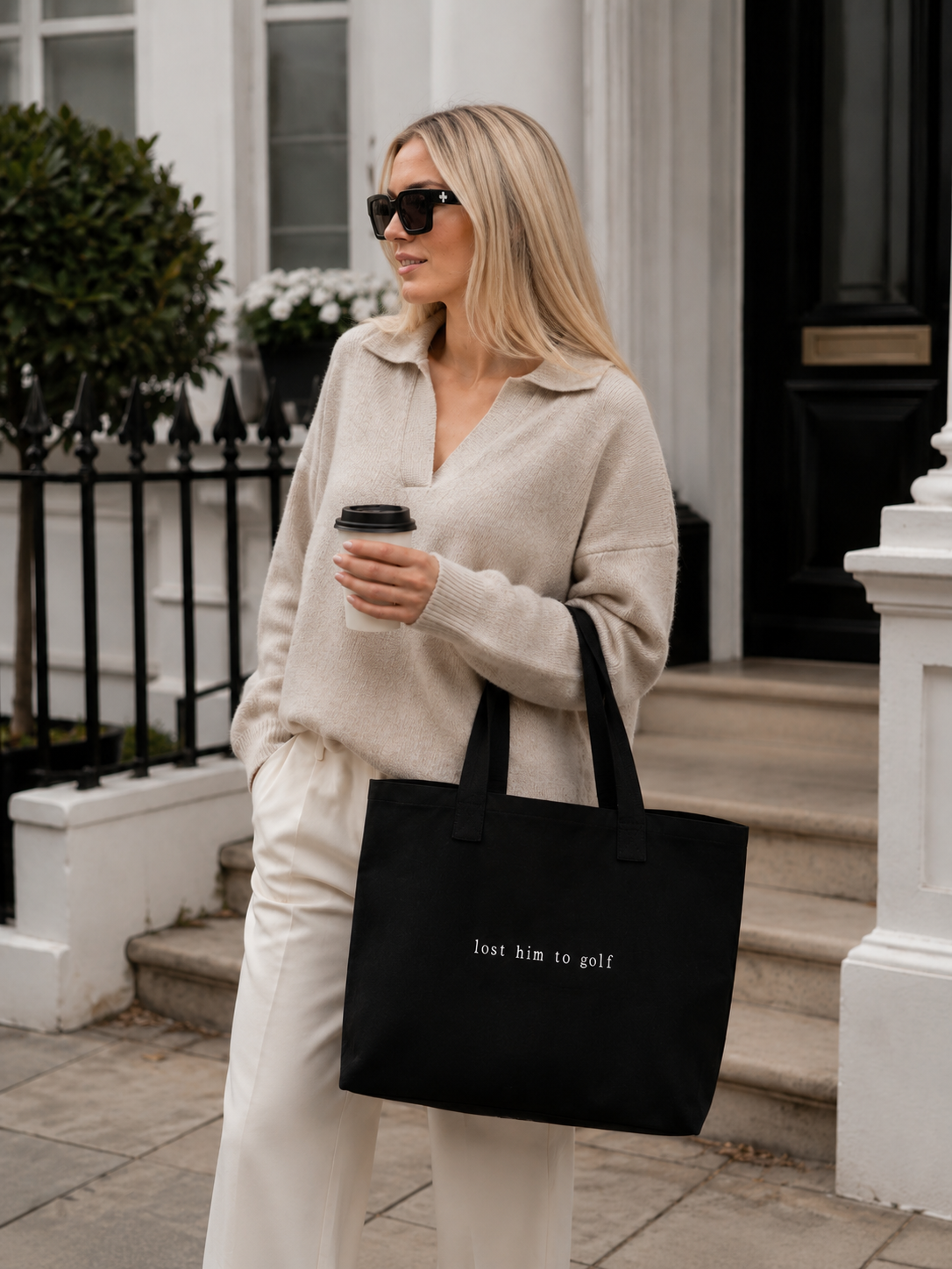 lost him to golf maxi tote in black