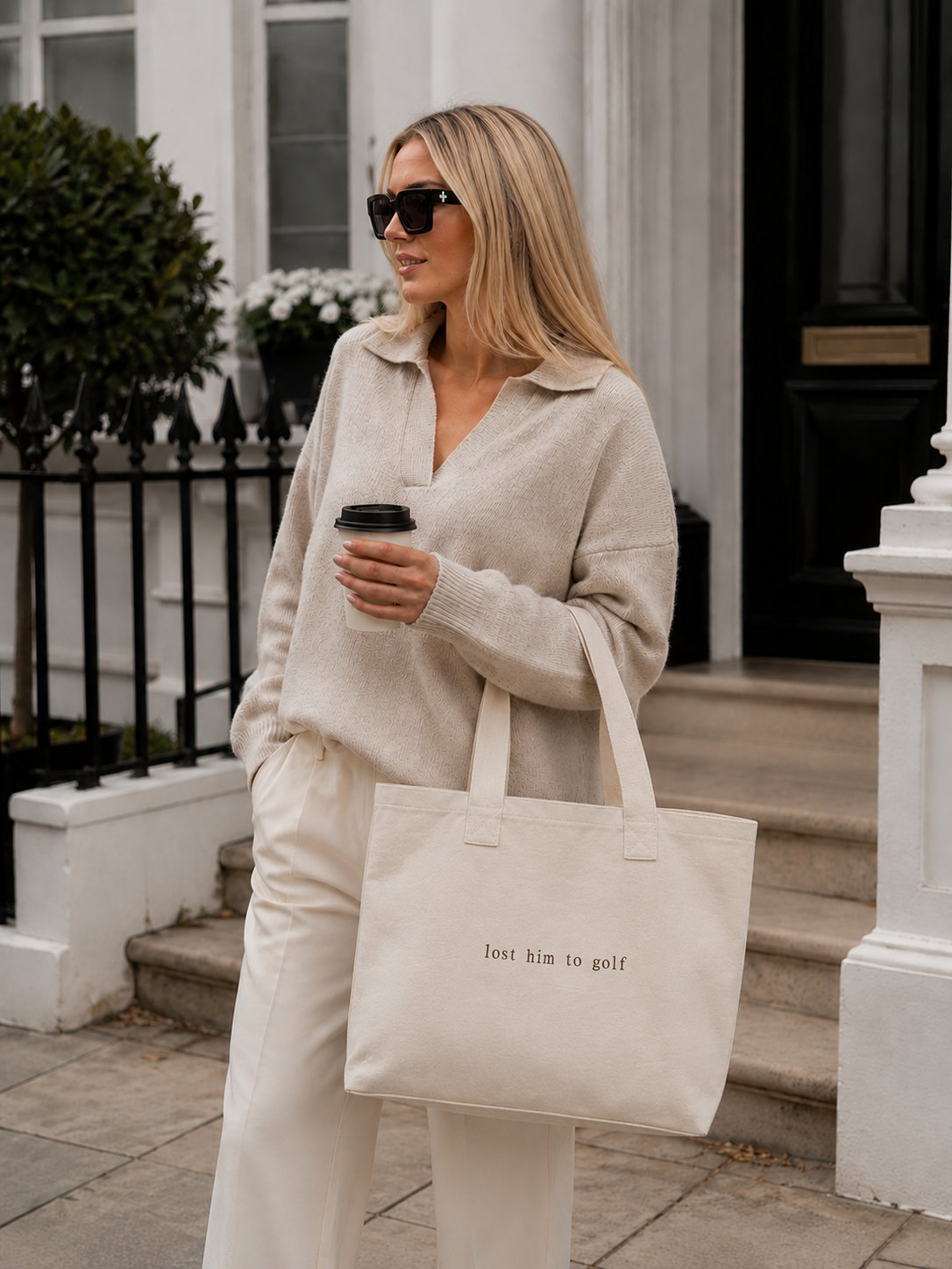 lost him to golf maxi tote in beige