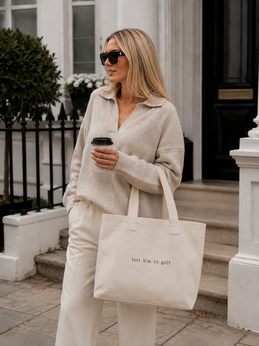 lost him to golf maxi tote in beige