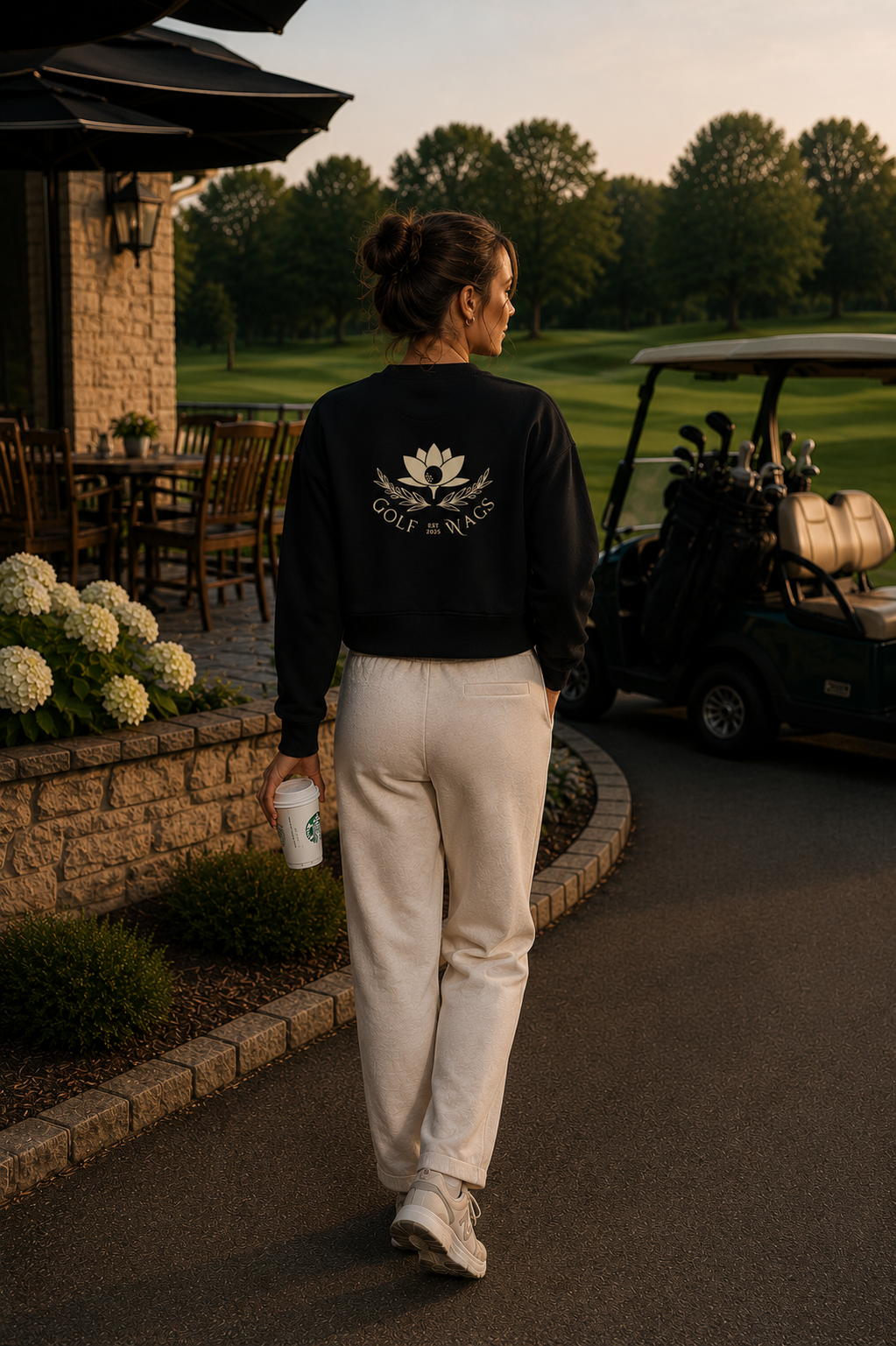 lost him to golf cropped sweater in Black